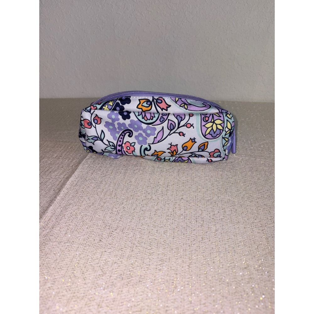 Vera Bradley makeup bag Pouch Purple Floral Paisley Good Zippered Cosmetic Case - Picture 2 of 10